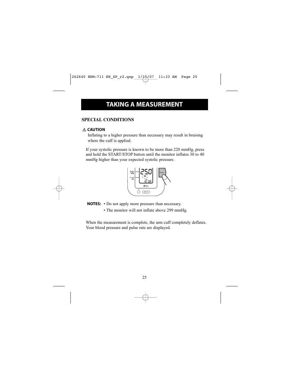 Taking a measurement | Omron Healthcare HEM-711DLX User Manual | Page 25 / 72