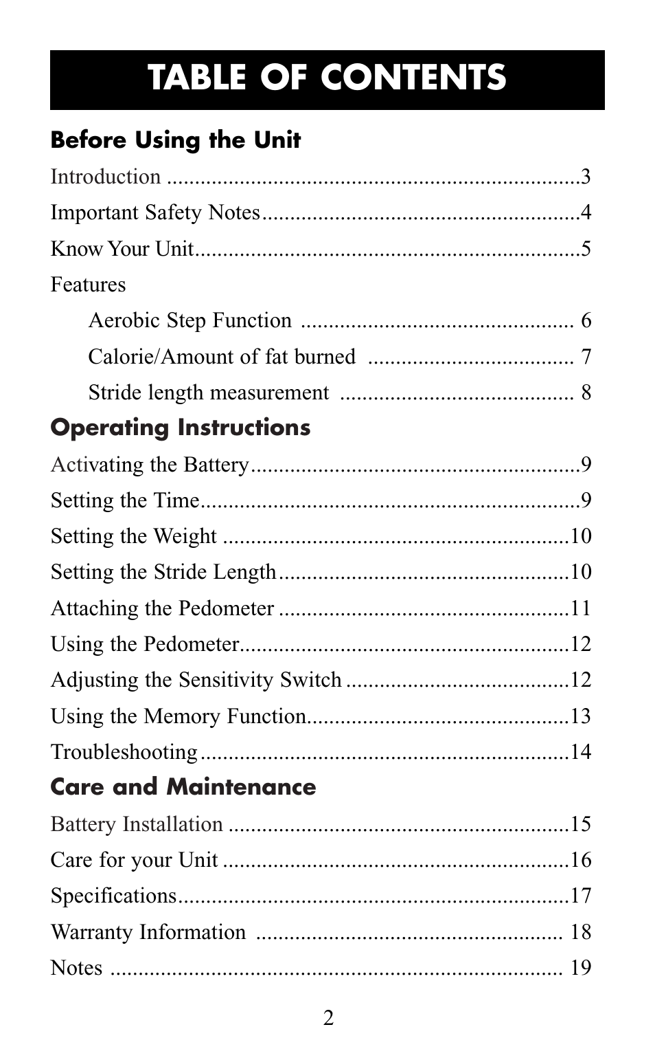 Omron Healthcare HJ-105 User Manual | Page 2 / 20