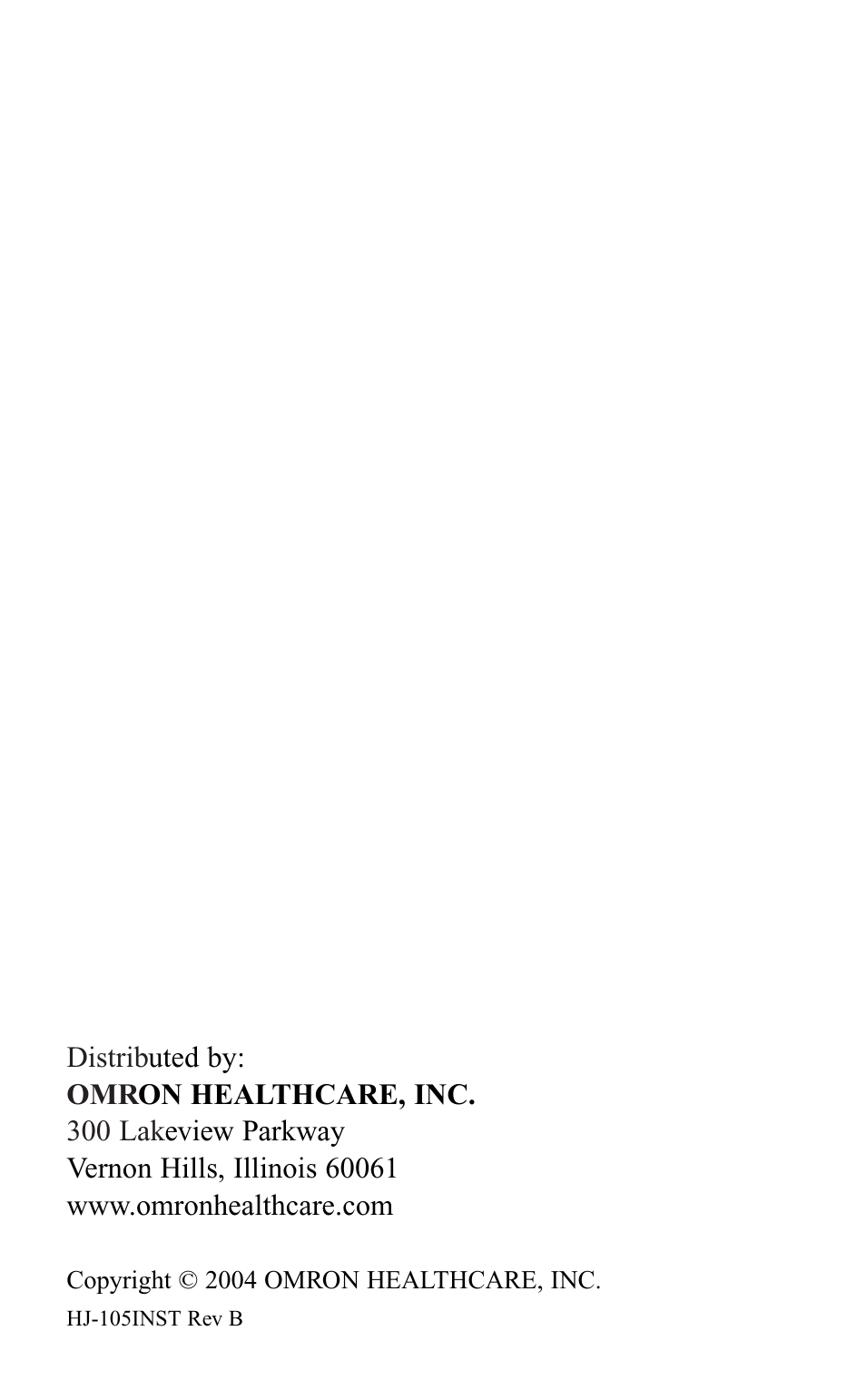Omron Healthcare HJ-105 User Manual | Page 20 / 20