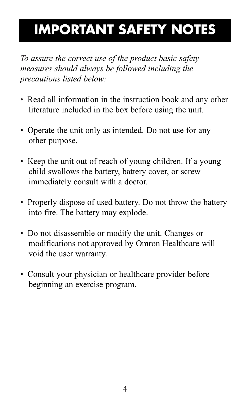 Omron Healthcare HJ-105 User Manual | Page 4 / 20