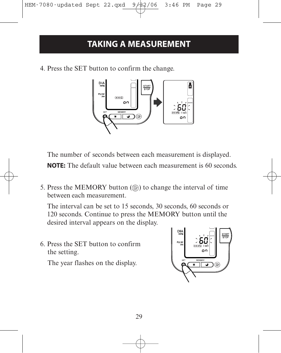 Taking a measurement | Omron Healthcare COMFIT HEM-780 User Manual | Page 29 / 52