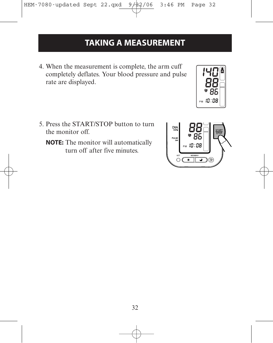 Taking a measurement | Omron Healthcare COMFIT HEM-780 User Manual | Page 32 / 52