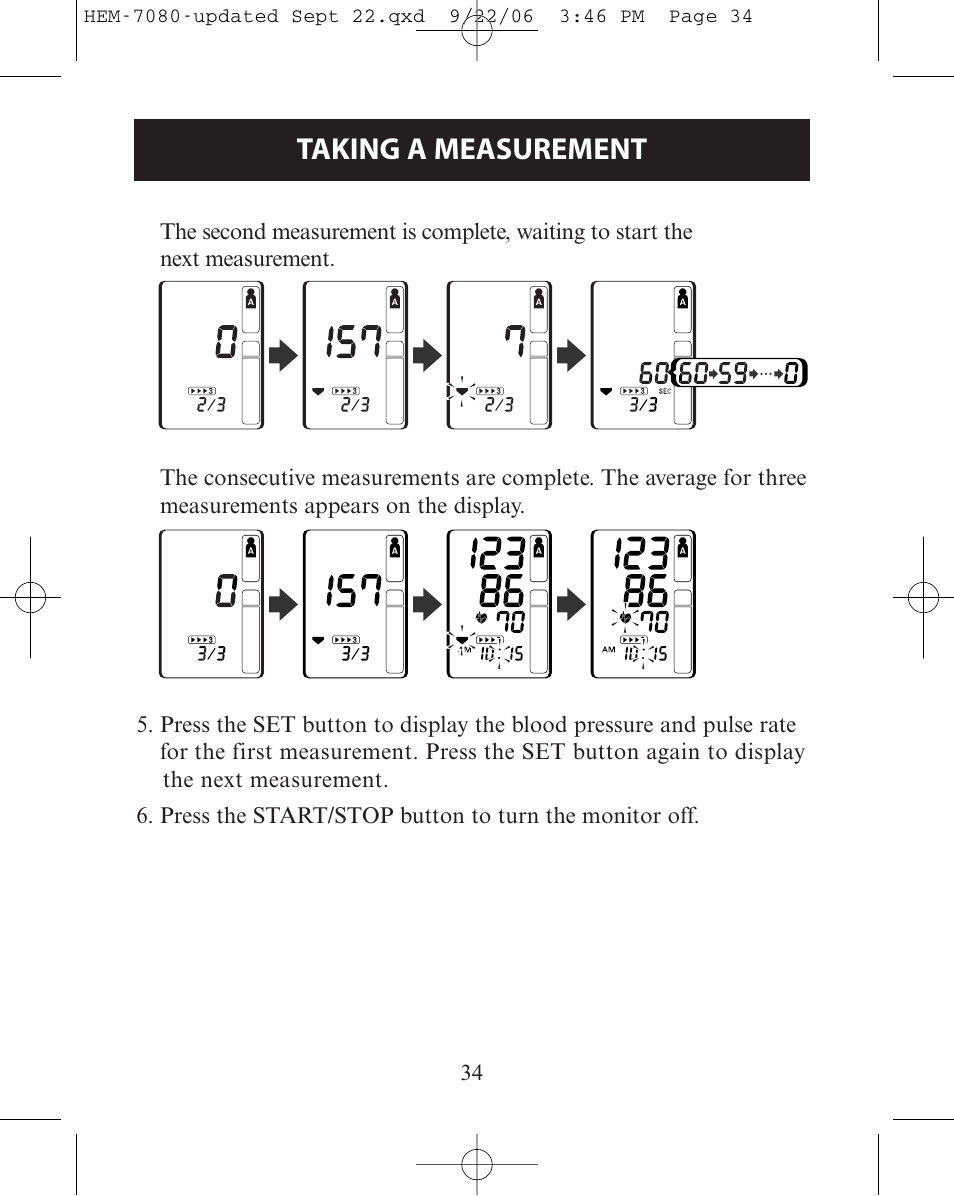 Taking a measurement | Omron Healthcare COMFIT HEM-780 User Manual | Page 34 / 52