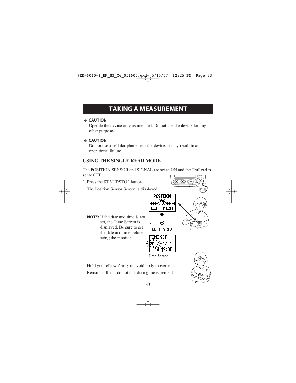 Taking a measurement | Omron Healthcare HEM670IT User Manual | Page 33 / 74