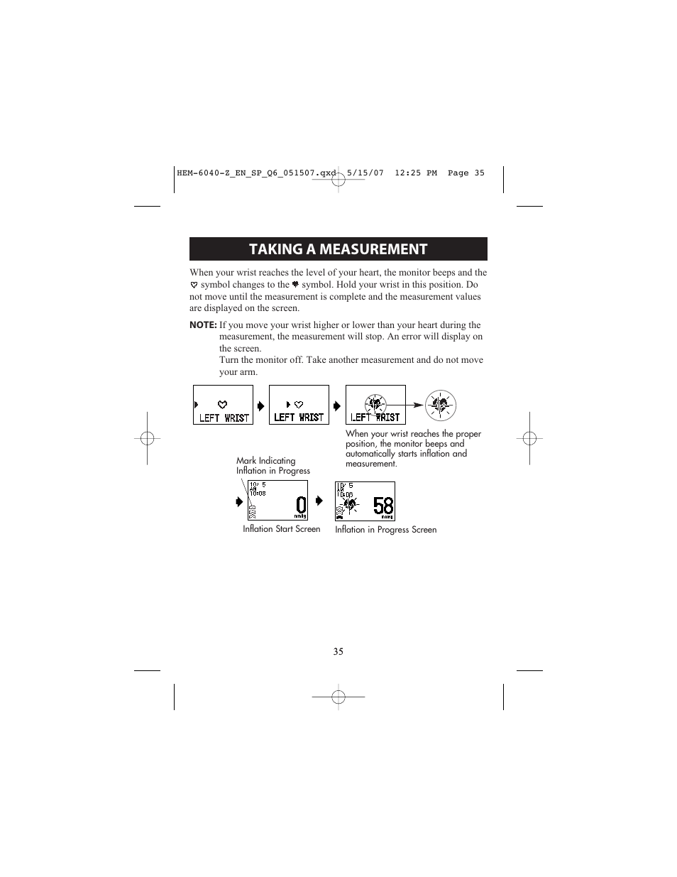 Taking a measurement | Omron Healthcare HEM670IT User Manual | Page 35 / 74