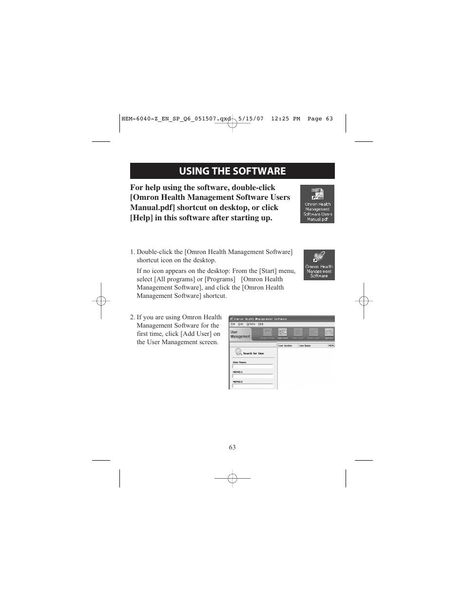 Using the software | Omron Healthcare HEM670IT User Manual | Page 63 / 74