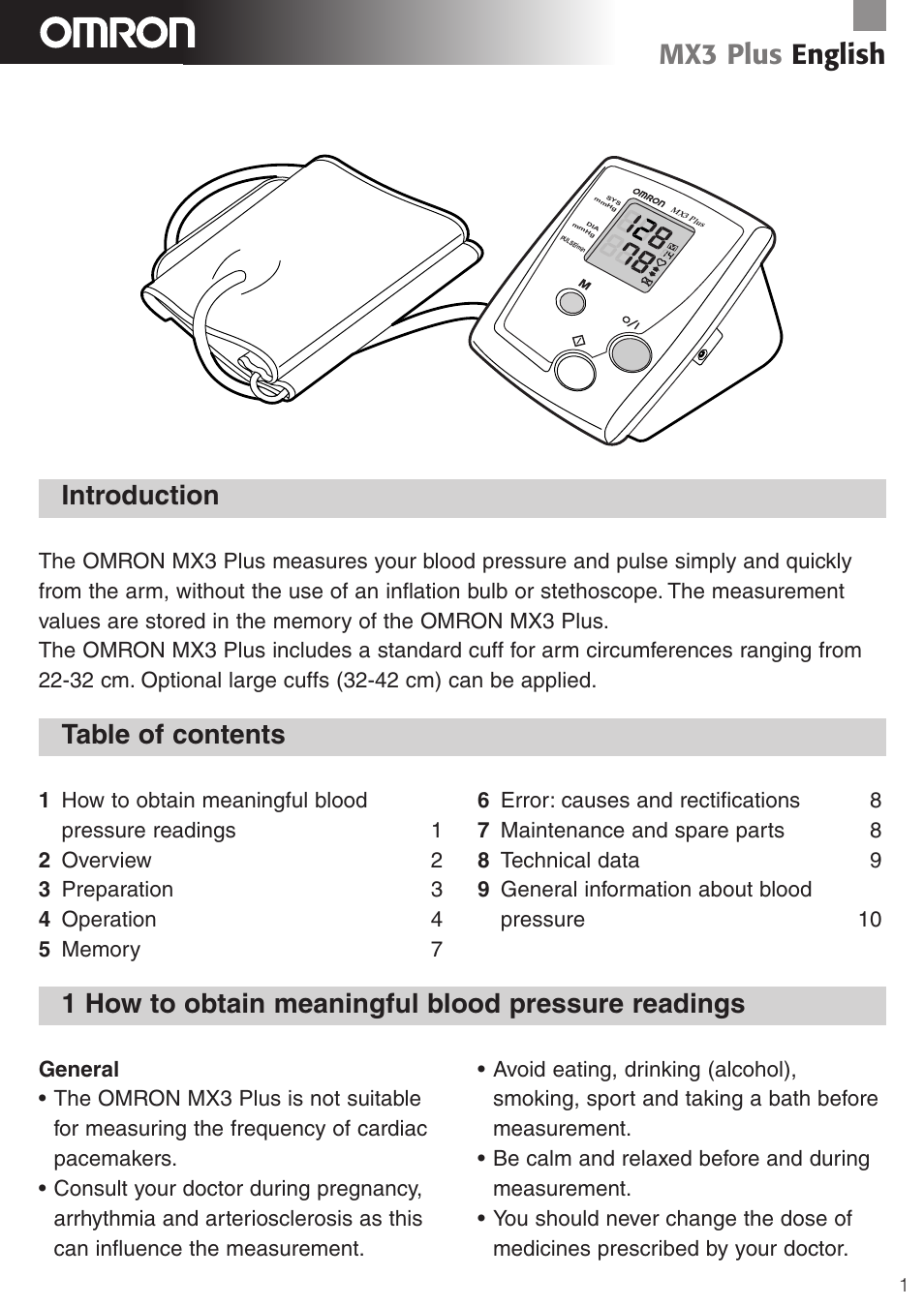 Omron Healthcare MX3 Plus User Manual | 12 pages