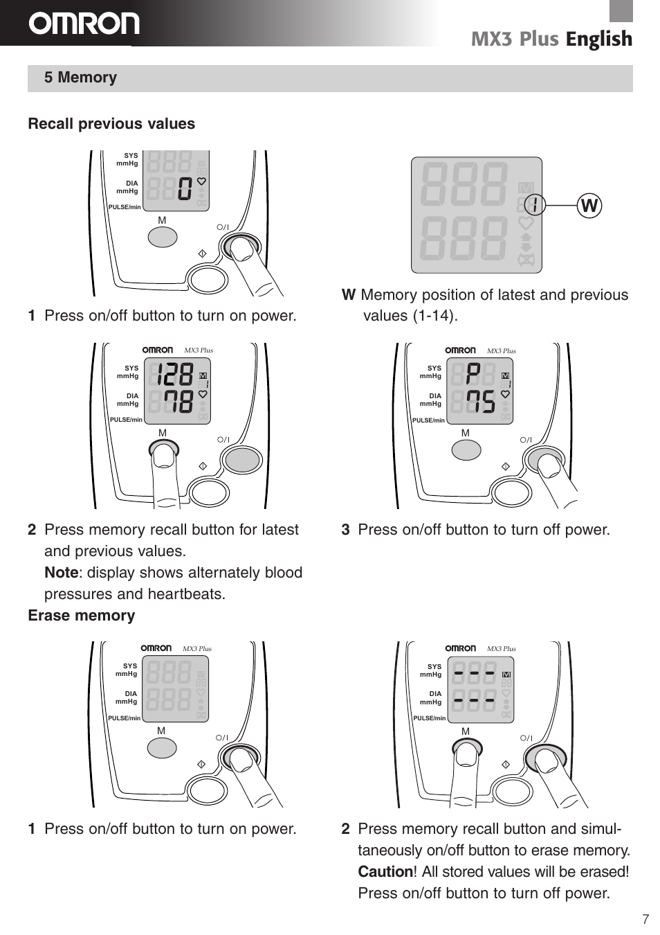 Mx3 plus english | Omron Healthcare MX3 Plus User Manual | Page 7 / 12