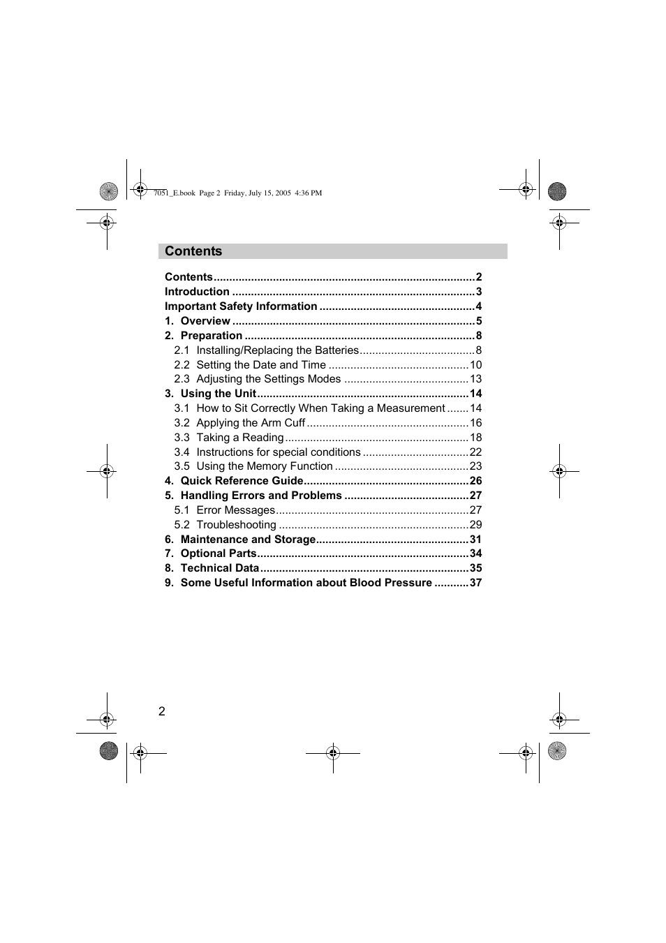 Omron Healthcare M3 User Manual | Page 2 / 38