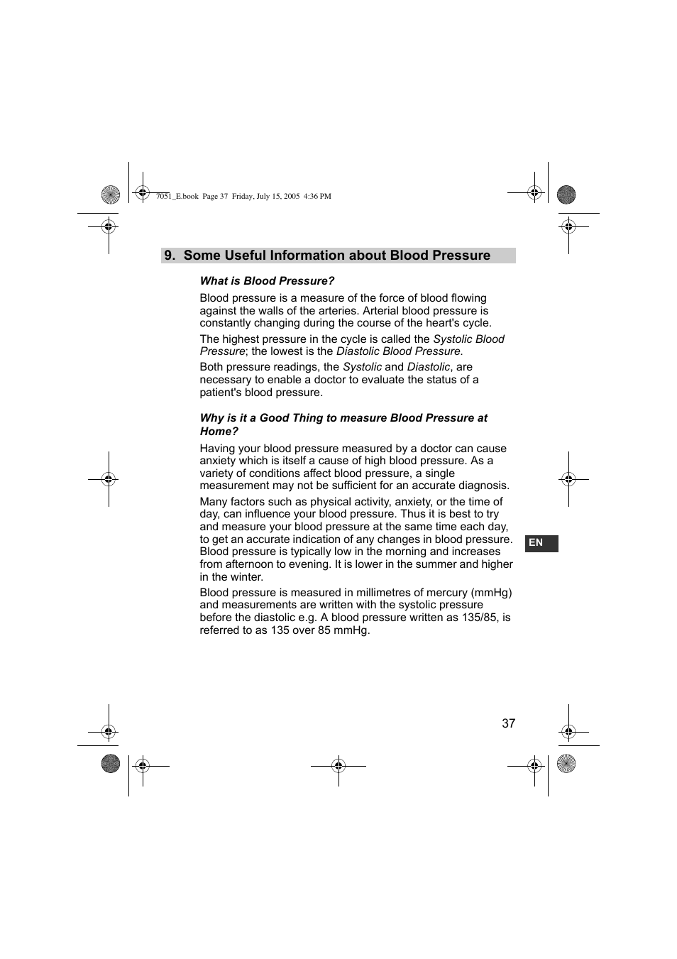 Some useful information about blood pressure | Omron Healthcare M3 User Manual | Page 37 / 38