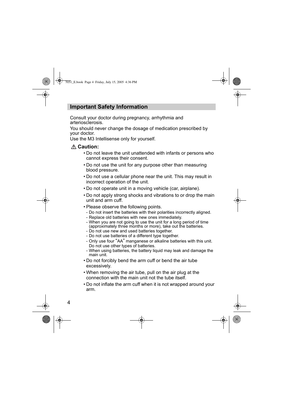 Important safety information | Omron Healthcare M3 User Manual | Page 4 / 38