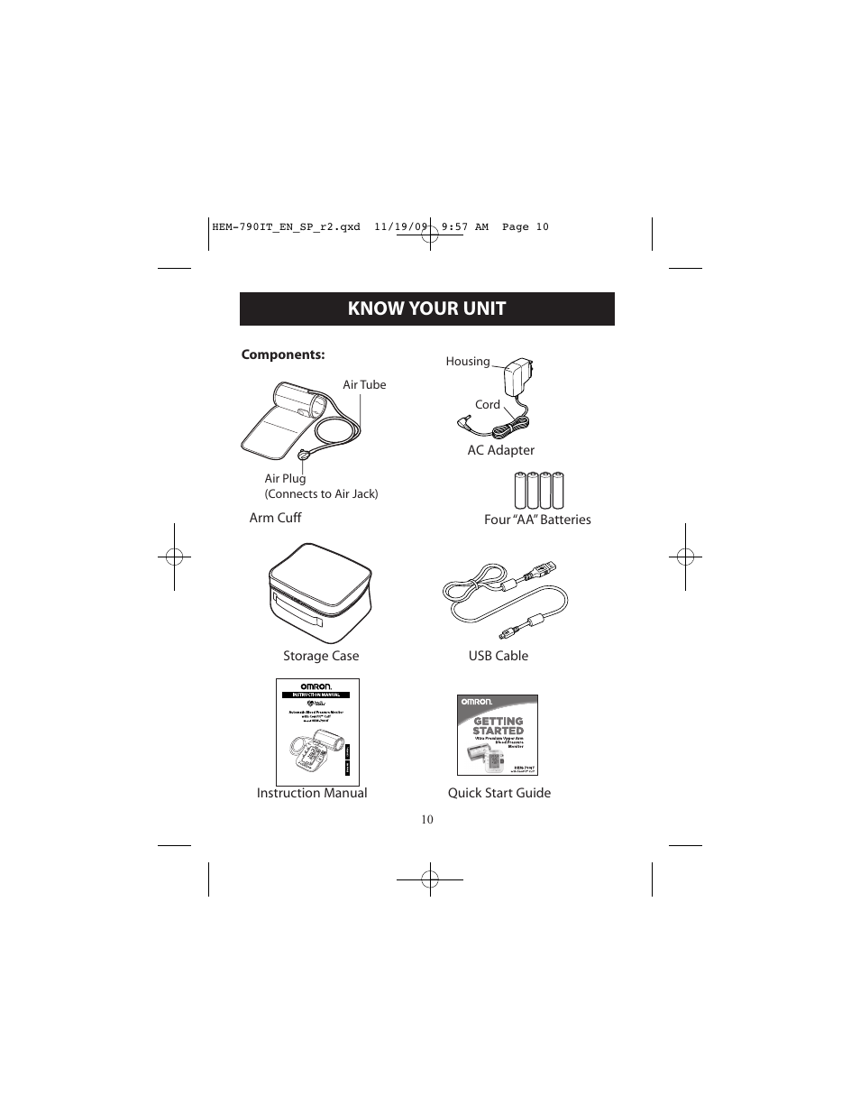 Know your unit | Omron Healthcare OMRON HEM-790IT User Manual | Page 10 / 120