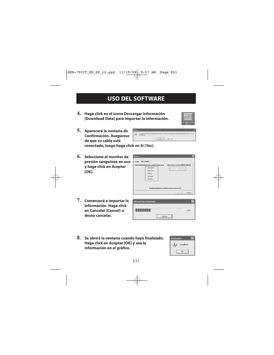 Uso del software | Omron Healthcare OMRON HEM-790IT User Manual | Page 111 / 120