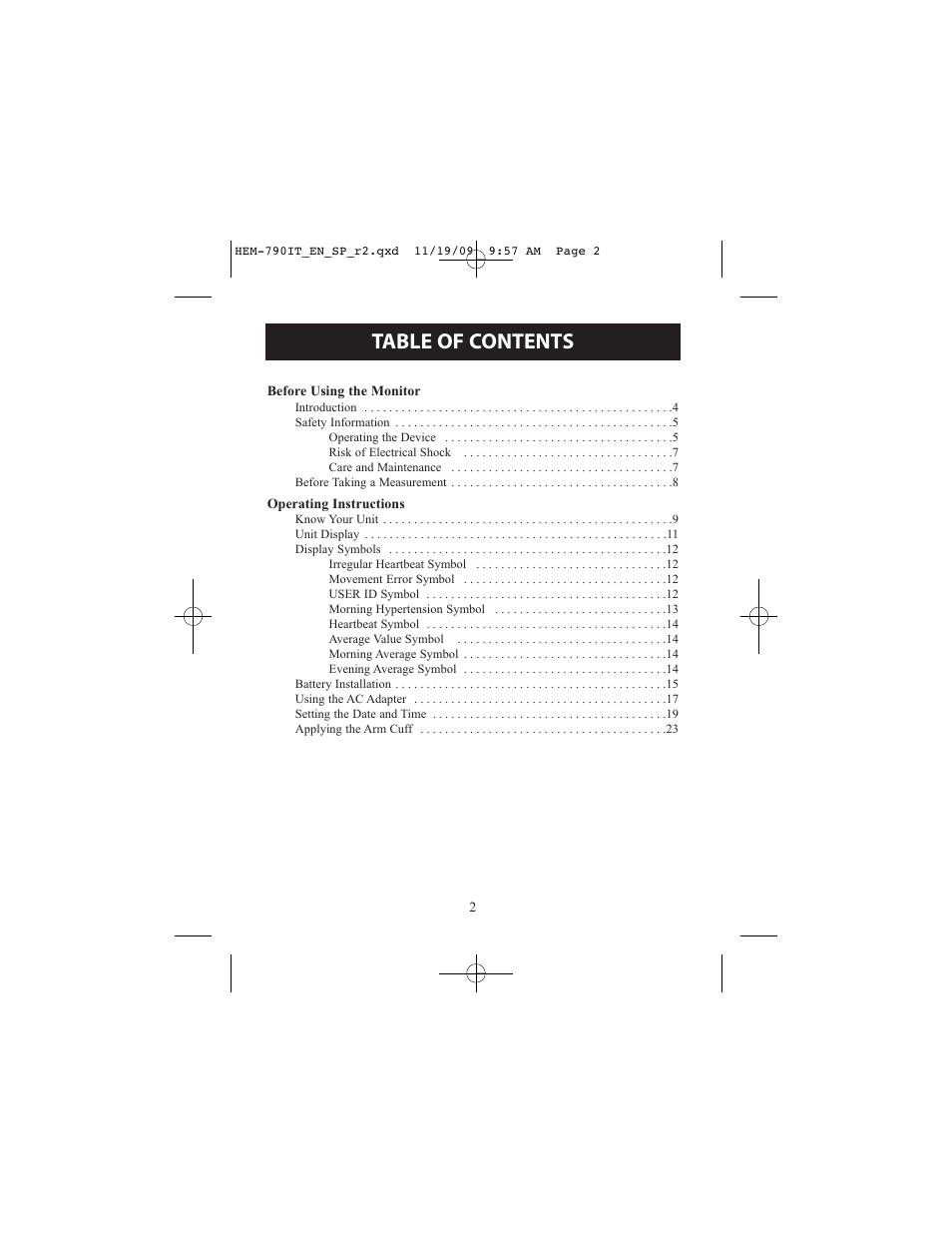 Omron Healthcare OMRON HEM-790IT User Manual | Page 2 / 120