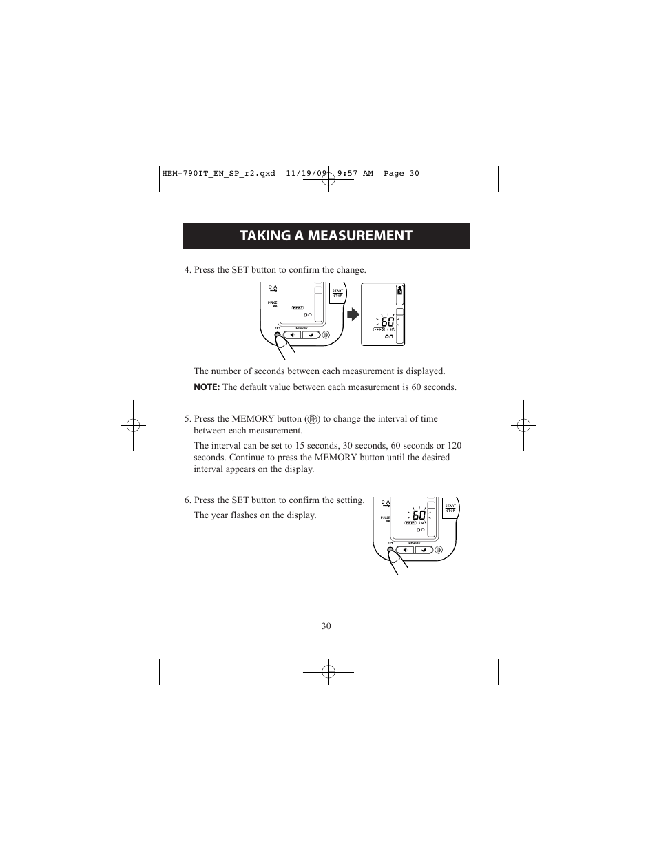 Taking a measurement | Omron Healthcare OMRON HEM-790IT User Manual | Page 30 / 120