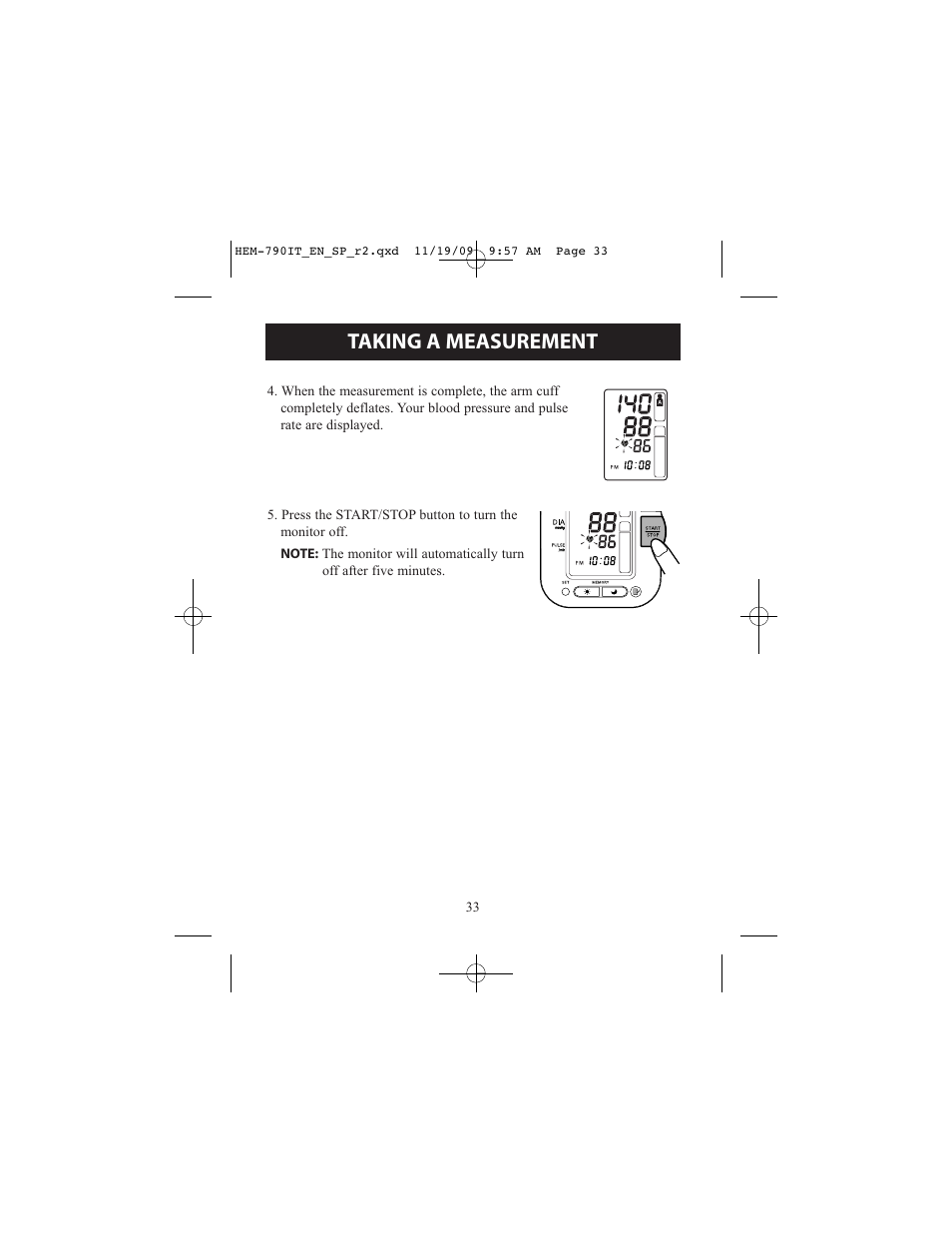 Taking a measurement | Omron Healthcare OMRON HEM-790IT User Manual | Page 33 / 120
