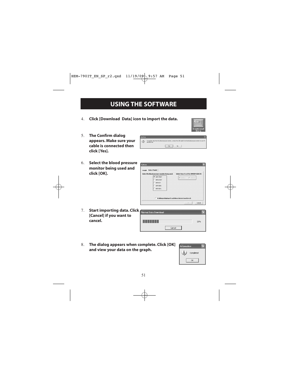 Using the software | Omron Healthcare OMRON HEM-790IT User Manual | Page 51 / 120