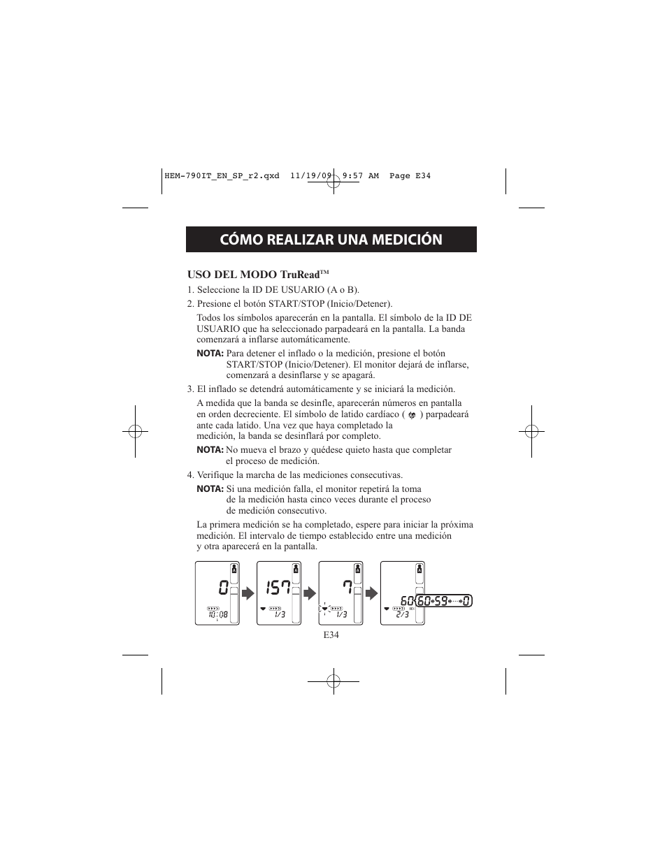 Cómo realizar una medición | Omron Healthcare OMRON HEM-790IT User Manual | Page 94 / 120