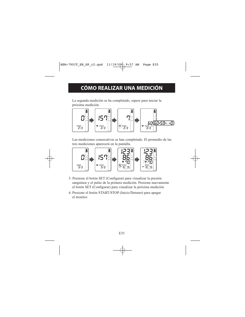 Cómo realizar una medición | Omron Healthcare OMRON HEM-790IT User Manual | Page 95 / 120