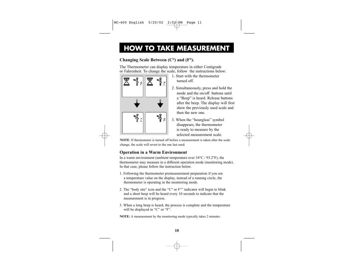 How to take measurement | Omron Healthcare MC-600 User Manual | Page 10 / 16