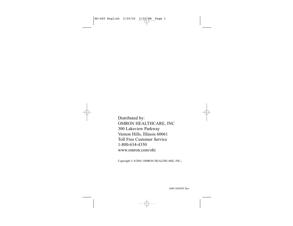 Omron Healthcare MC-600 User Manual | Page 16 / 16