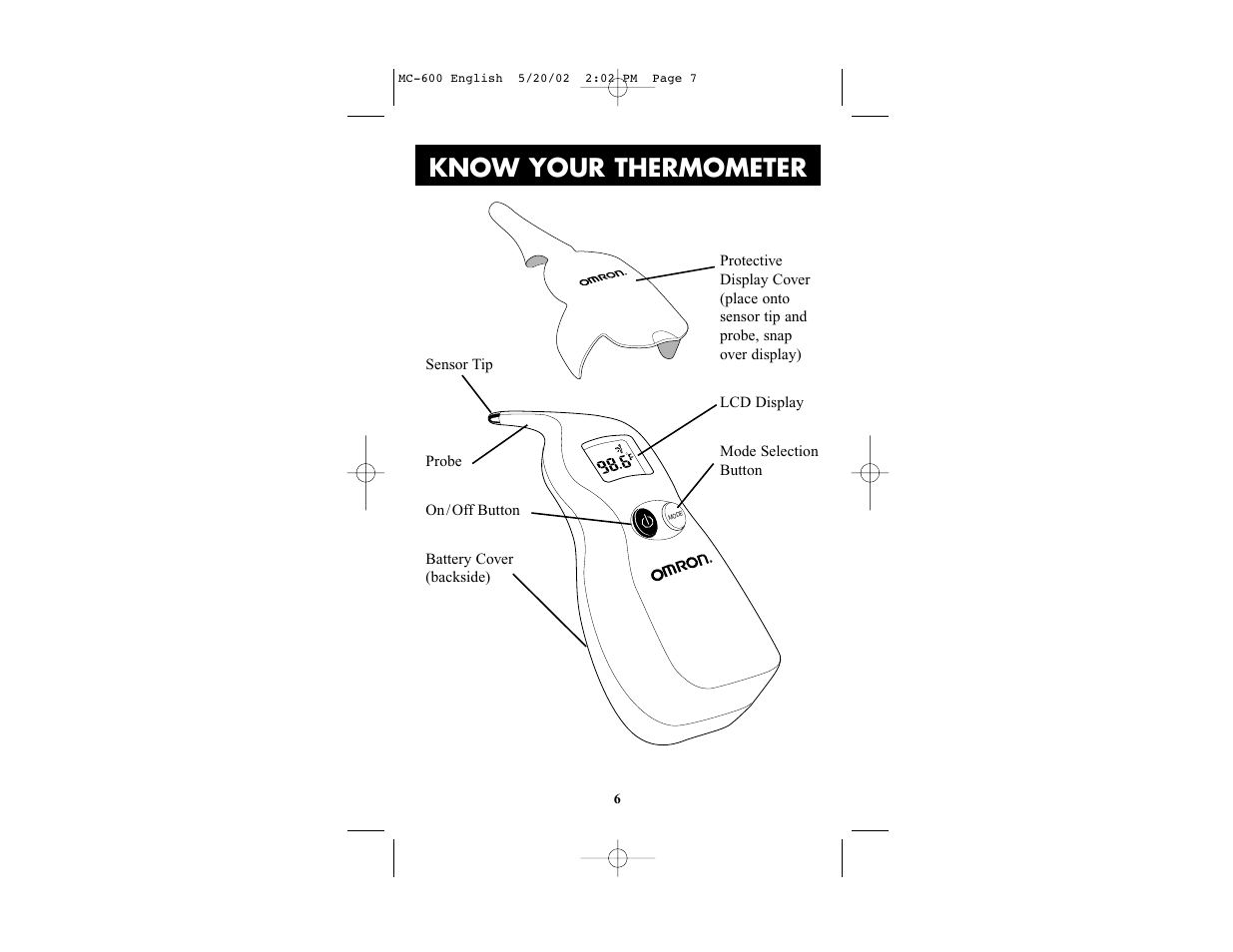 Know your thermometer | Omron Healthcare MC-600 User Manual | Page 6 / 16
