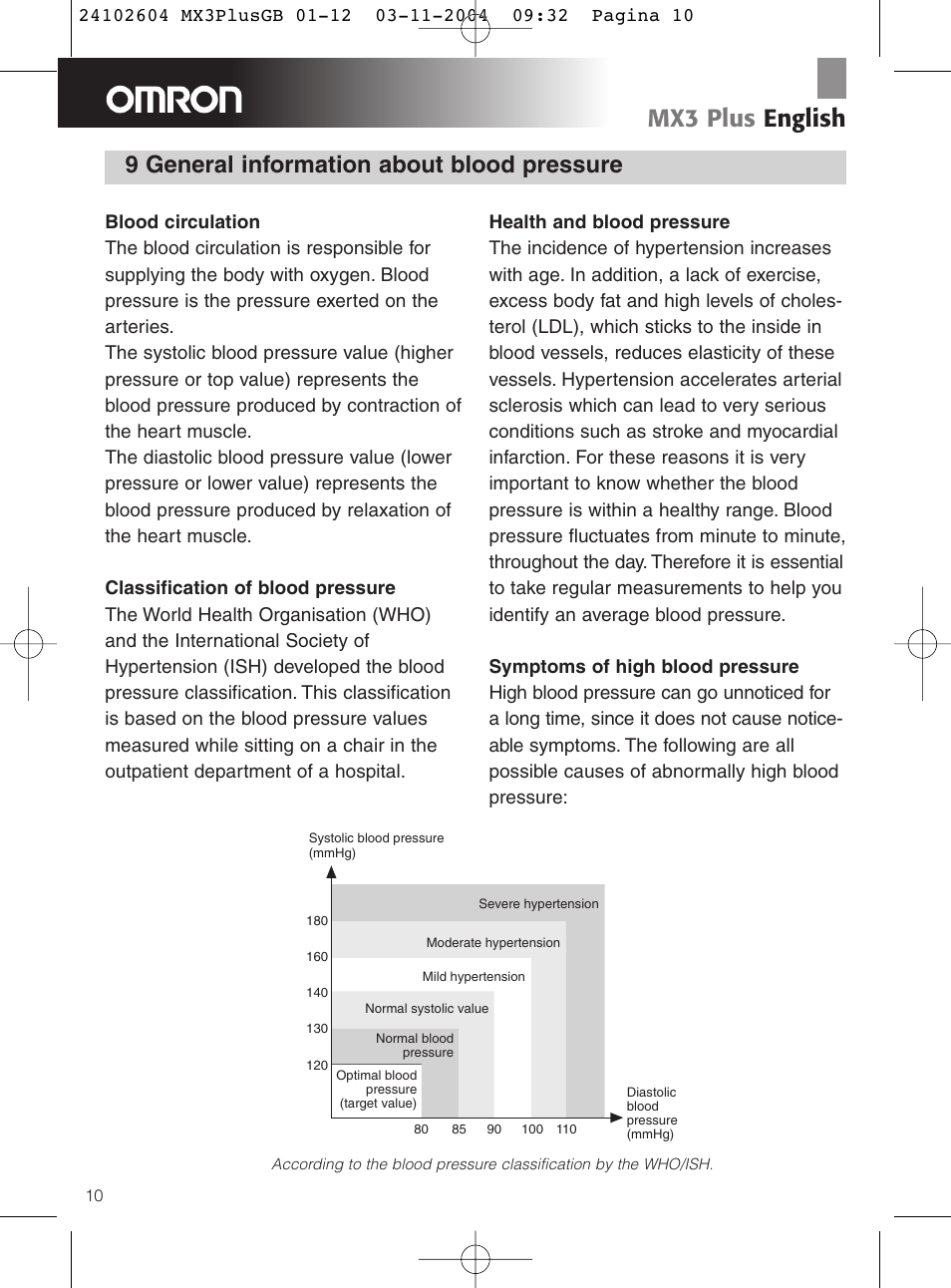 Mx3 plus english, 9 general information about blood pressure | Omron Healthcare OMRON MX3 Plus User Manual | Page 10 / 12
