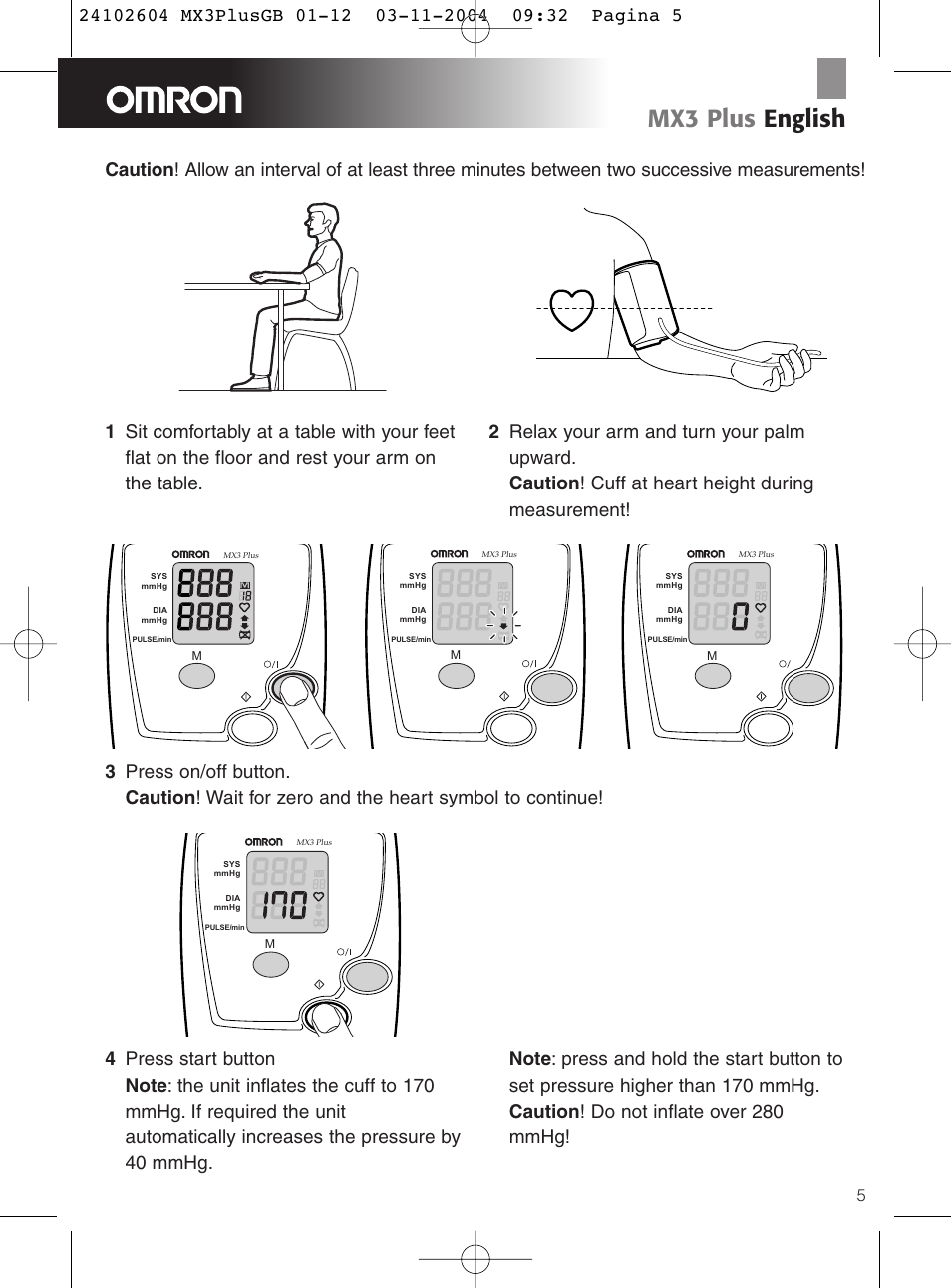Mx3 plus english | Omron Healthcare OMRON MX3 Plus User Manual | Page 5 / 12