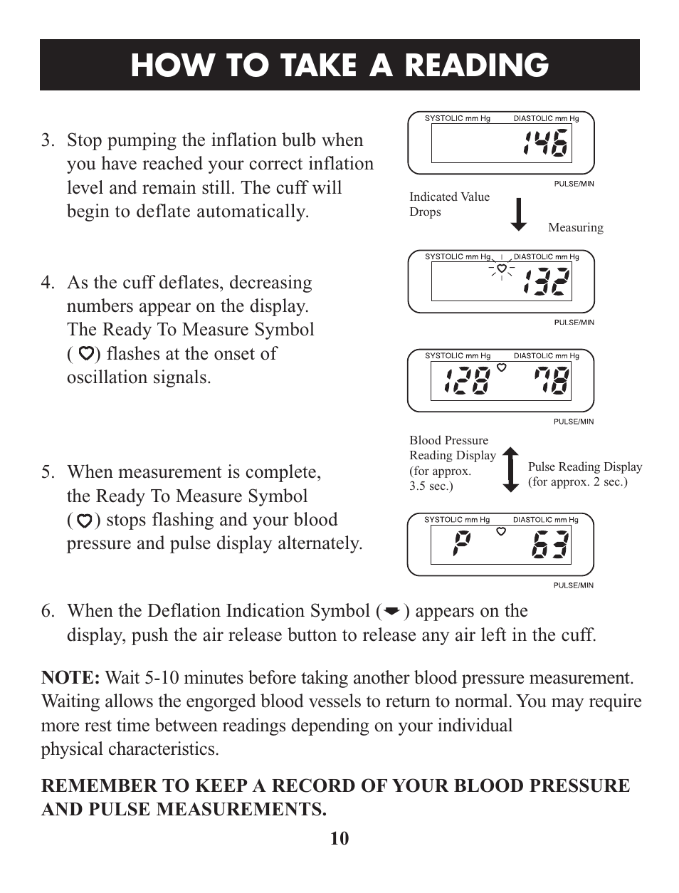 How to take a reading | Omron Healthcare HEM-412C User Manual | Page 10 / 16