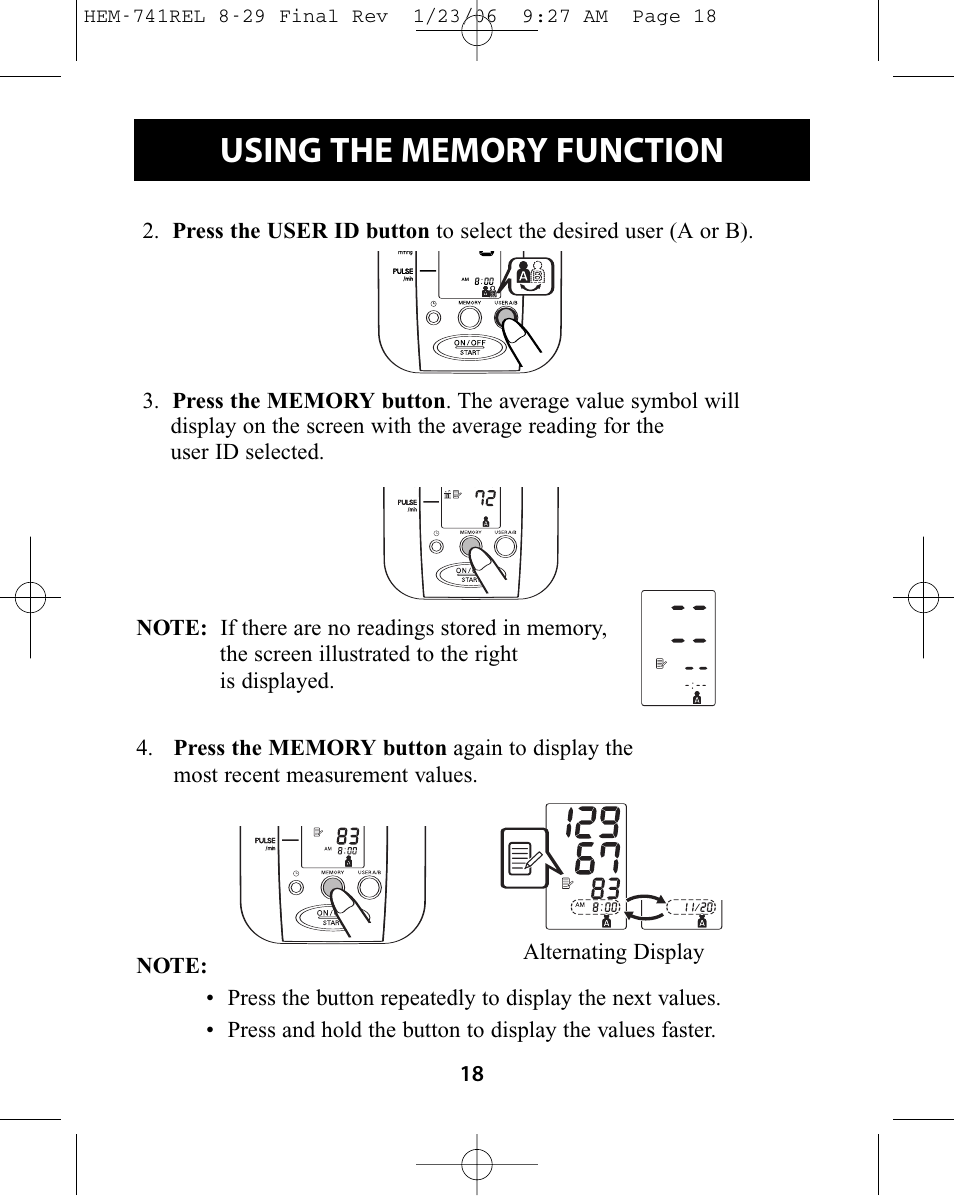 Omron Healthcare HEM-741CREL User Manual | Page 18 / 56