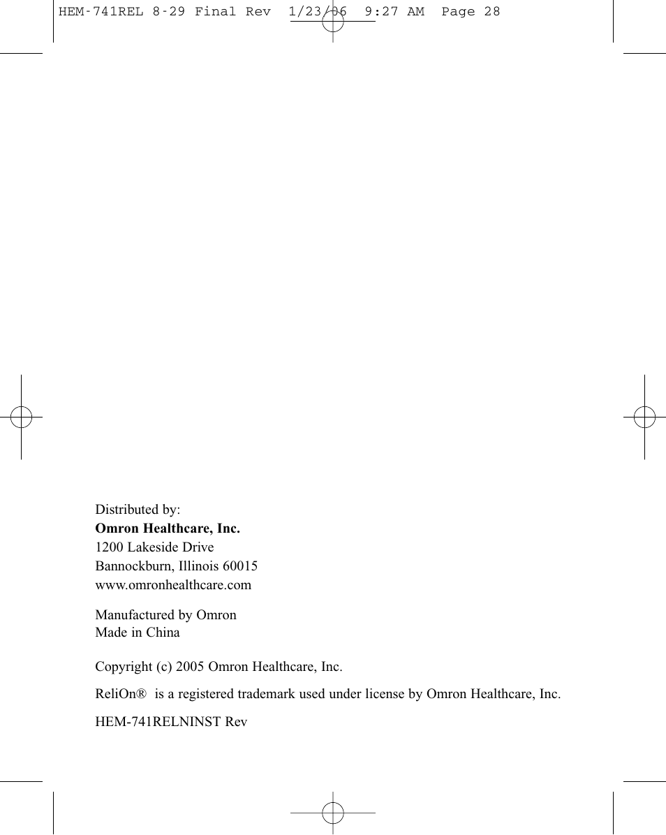 Omron Healthcare HEM-741CREL User Manual | Page 28 / 56
