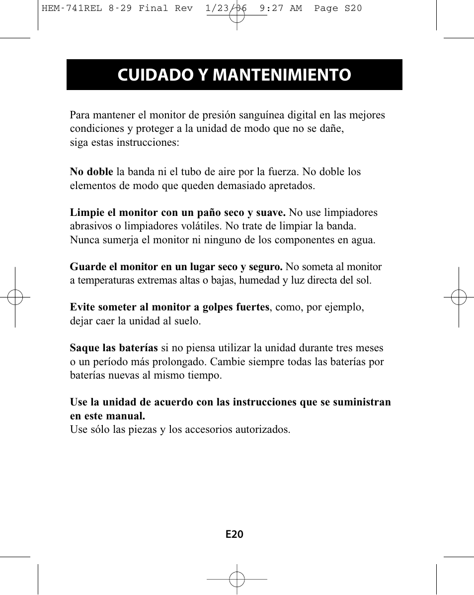 Cuidado y mantenimiento | Omron Healthcare HEM-741CREL User Manual | Page 48 / 56