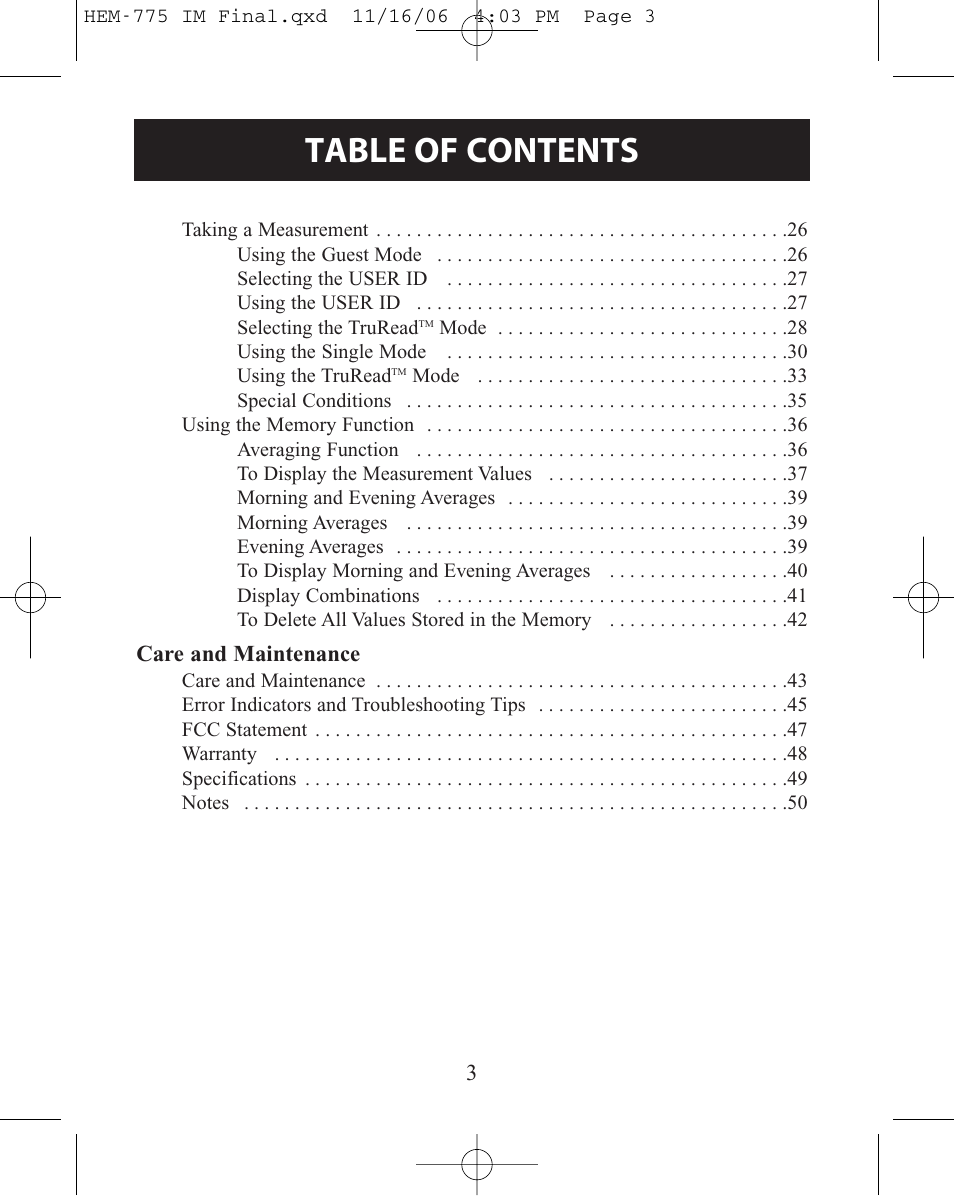 Omron Healthcare INTELLISENSE HEM-775 User Manual | Page 3 / 52