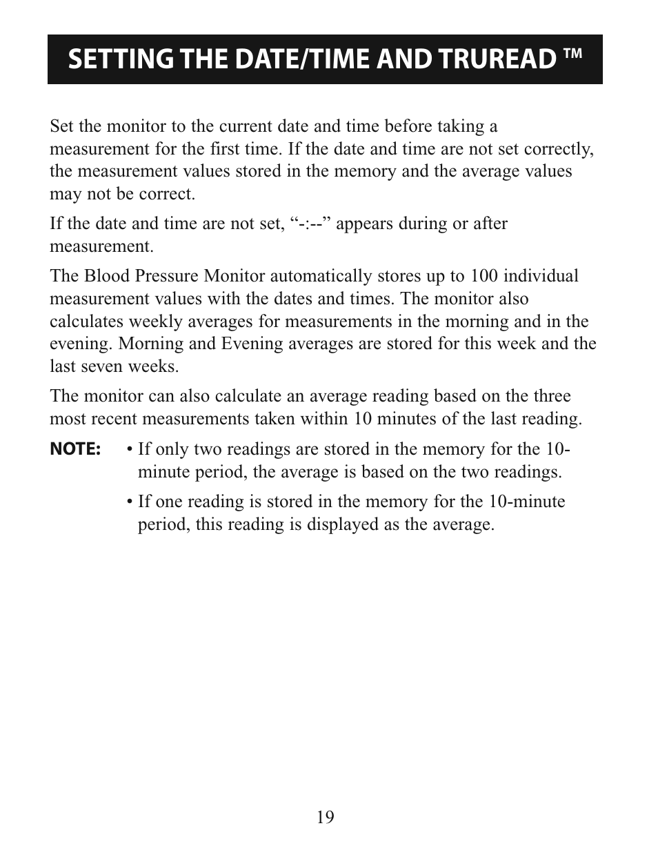 Setting the date/time and truread | Omron Healthcare BP785 User Manual | Page 19 / 50