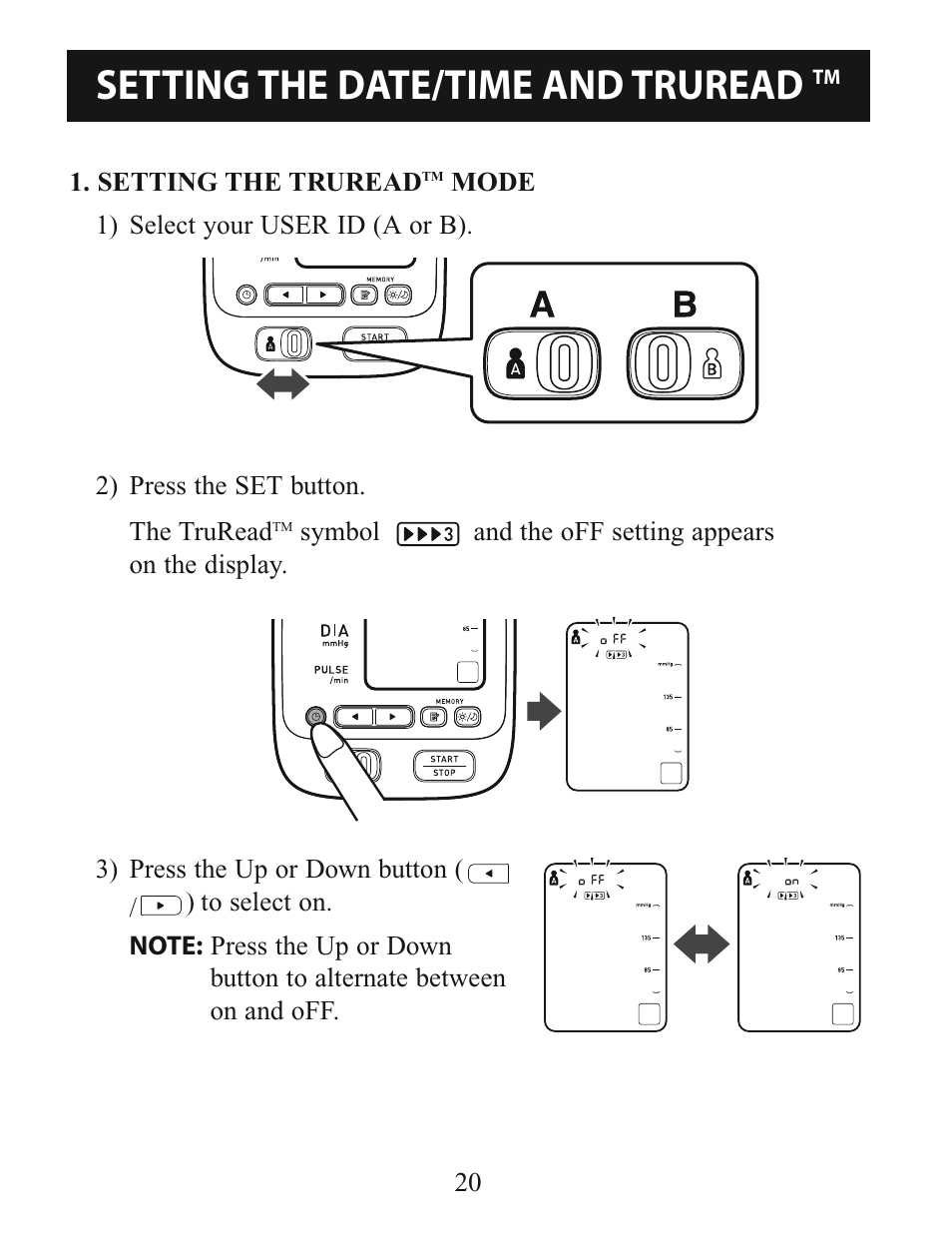 Setting the date/time and truread | Omron Healthcare BP785 User Manual | Page 20 / 50