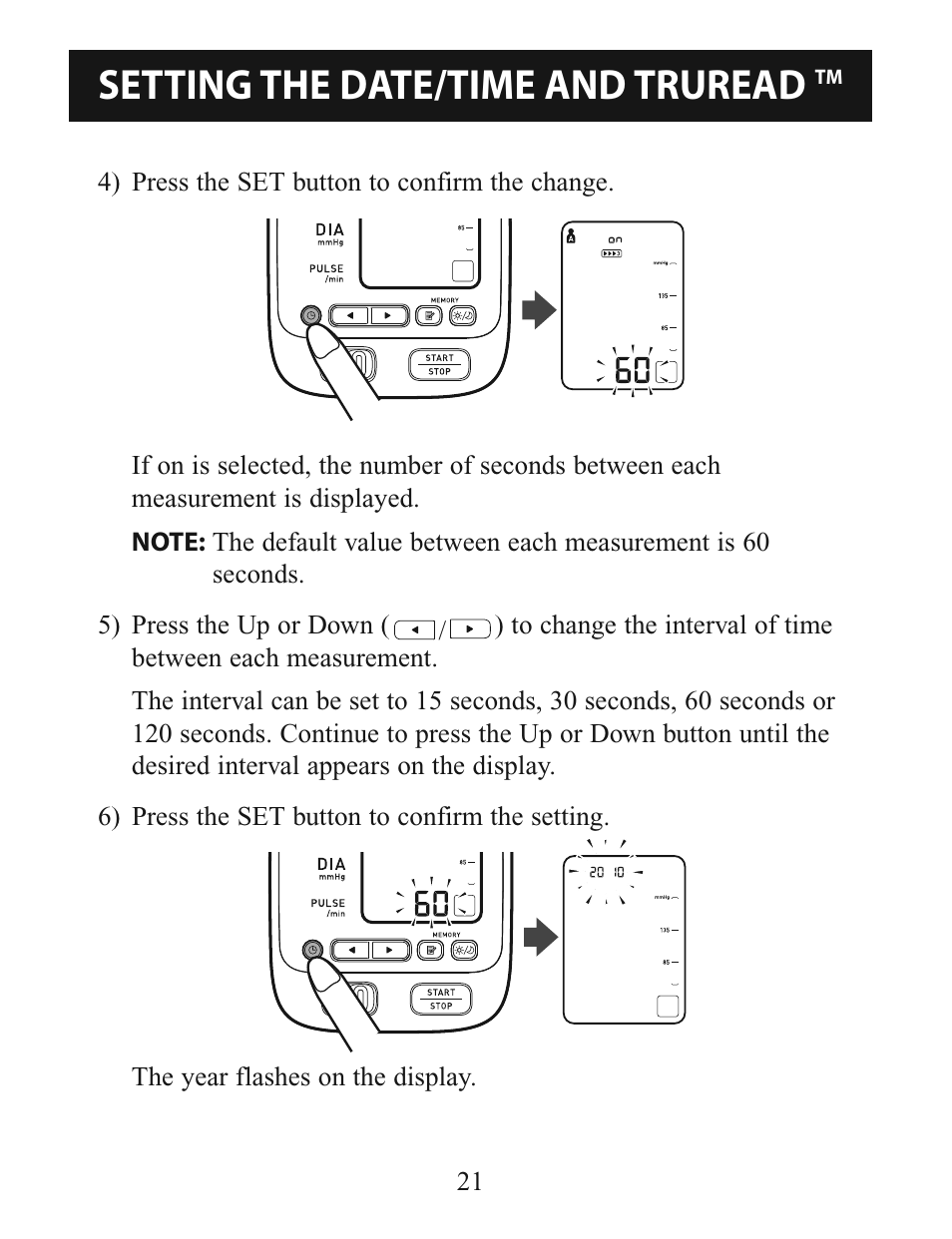 Setting the date/time and truread | Omron Healthcare BP785 User Manual | Page 21 / 50