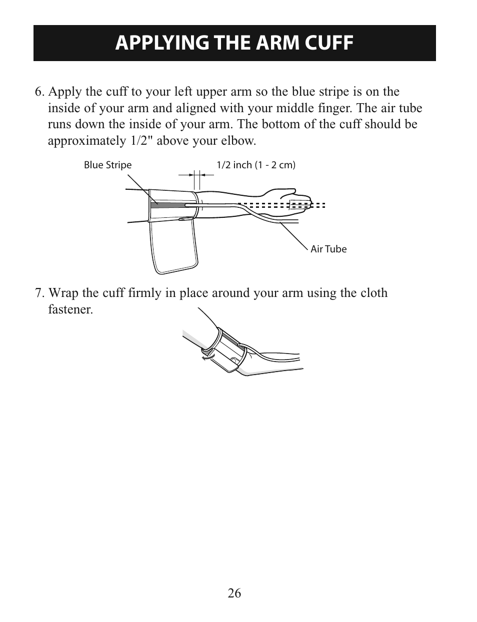 Applying the arm cuff | Omron Healthcare BP785 User Manual | Page 26 / 50