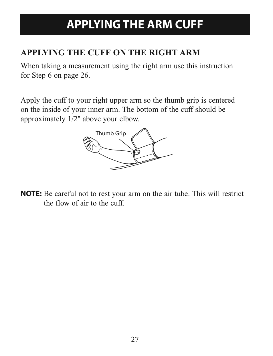 Applying the arm cuff | Omron Healthcare BP785 User Manual | Page 27 / 50