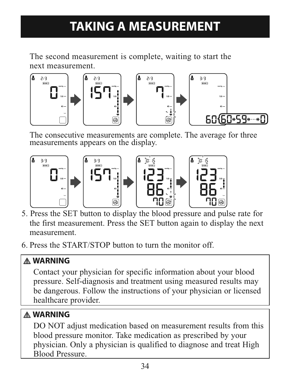 Taking a measurement | Omron Healthcare BP785 User Manual | Page 34 / 50