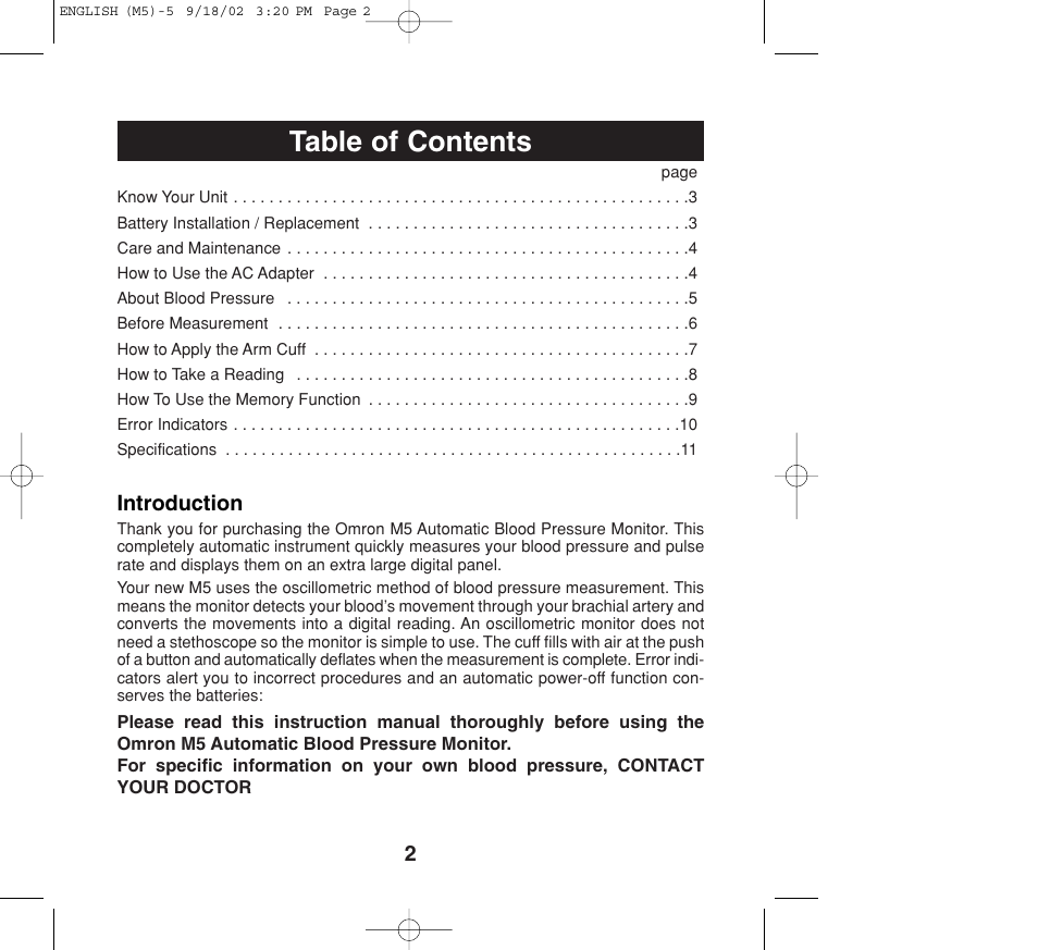 Omron Healthcare M5 User Manual | Page 2 / 12