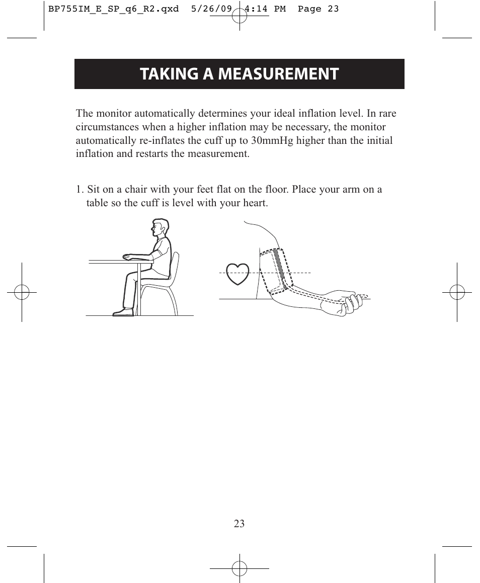 Taking a measurement | Omron Healthcare INTELLISENSE BP755 User Manual | Page 23 / 36