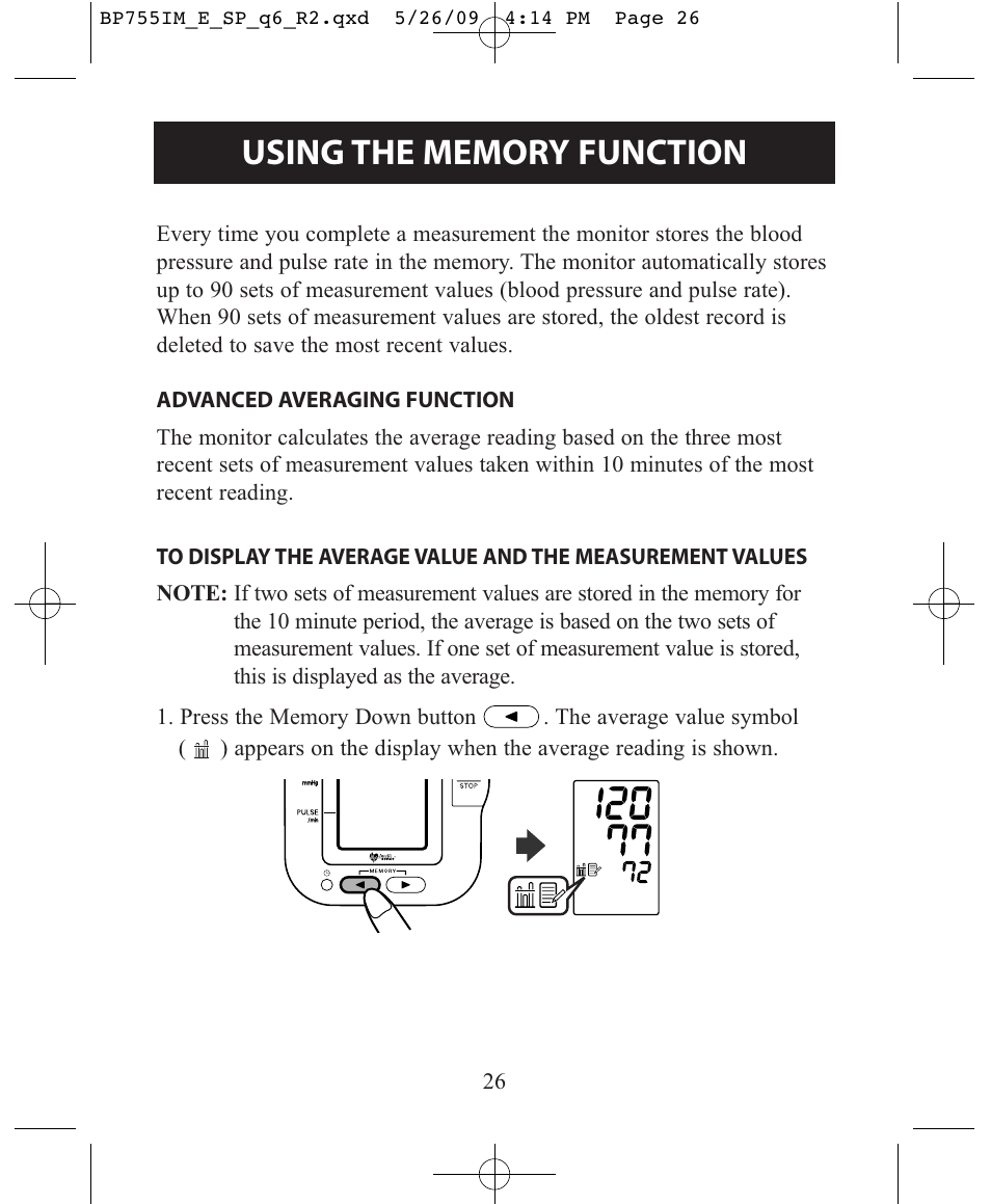 Omron Healthcare INTELLISENSE BP755 User Manual | Page 26 / 36