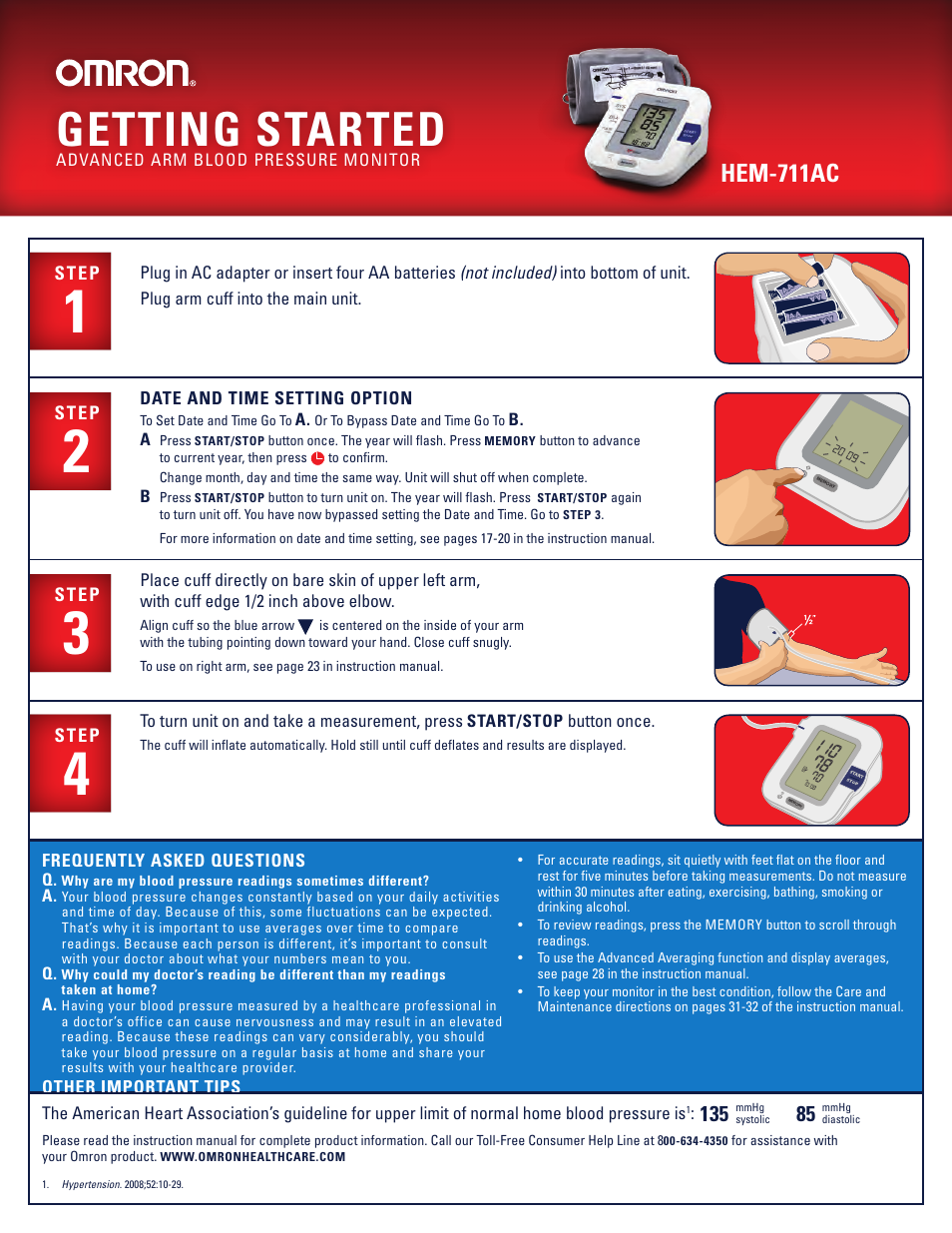 Omron Healthcare HEM-711AC User Manual | 1 page