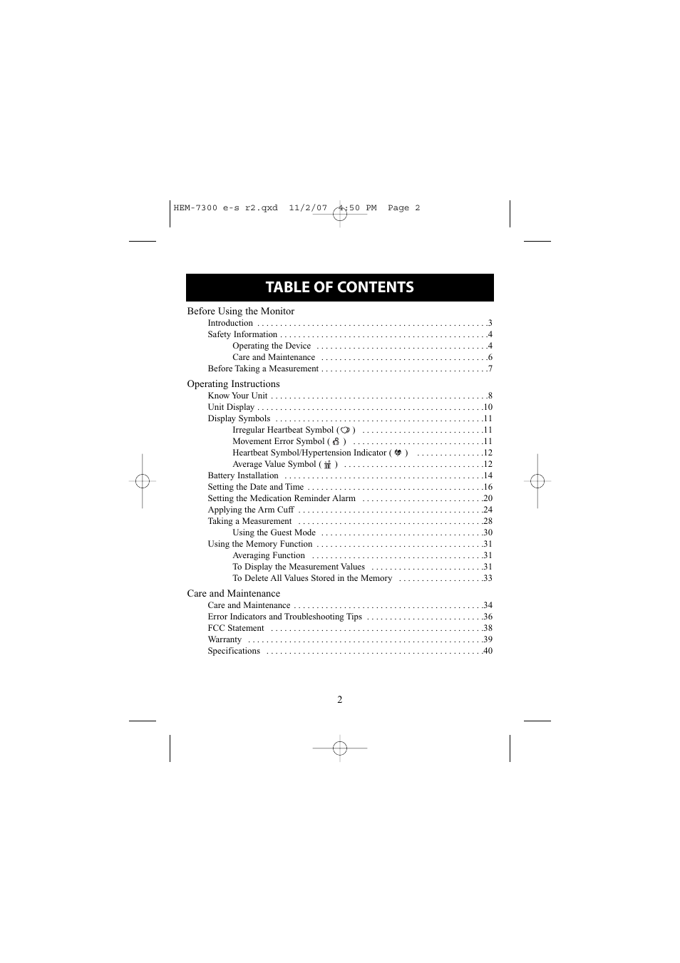 Omron Healthcare ELITE 7300W User Manual | Page 2 / 42