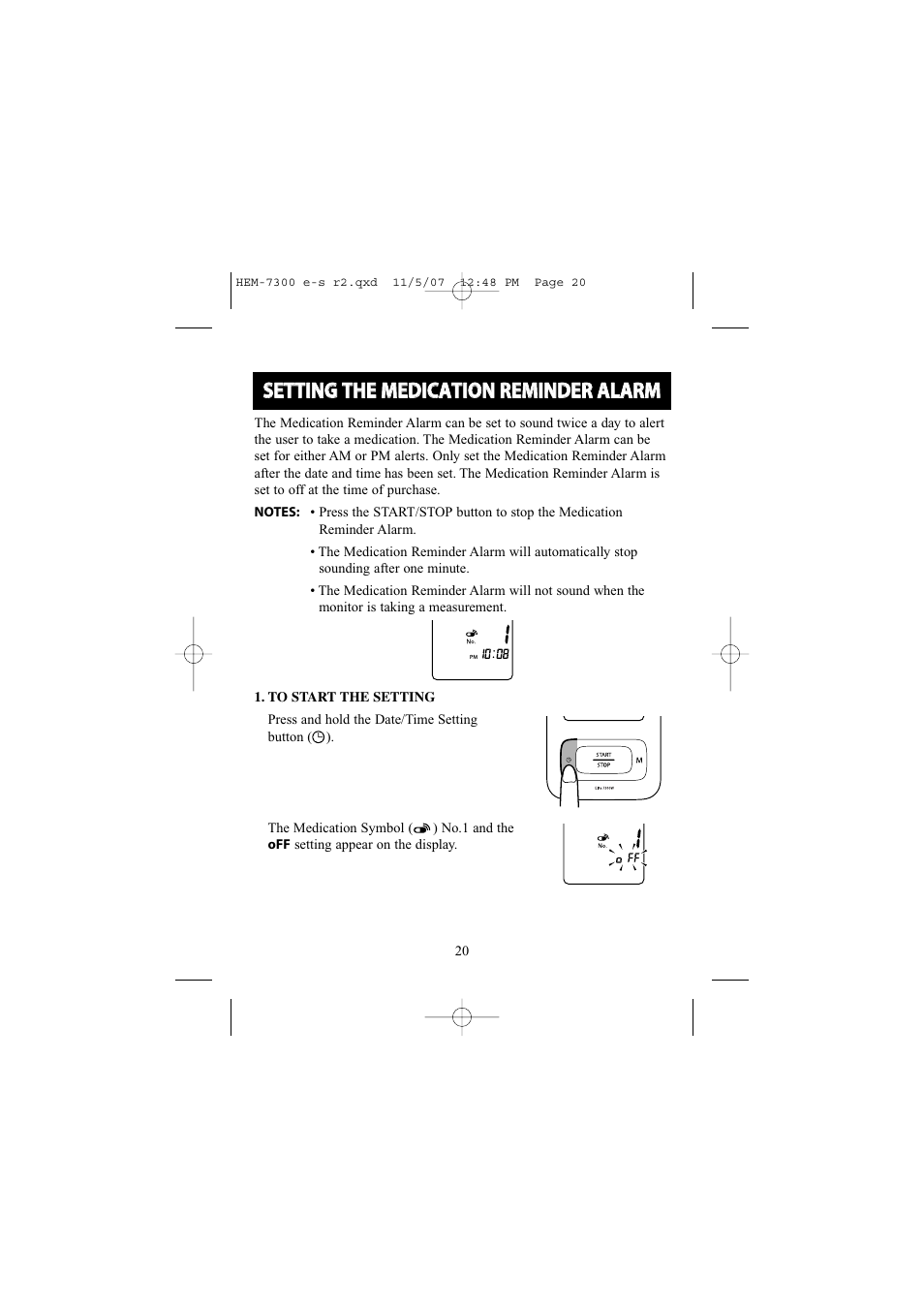 Medication reminder alarm | Omron Healthcare ELITE 7300W User Manual | Page 20 / 42