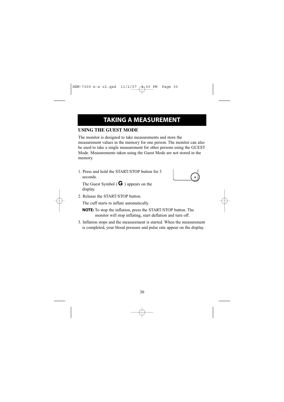 Taking a measurement | Omron Healthcare ELITE 7300W User Manual | Page 30 / 42