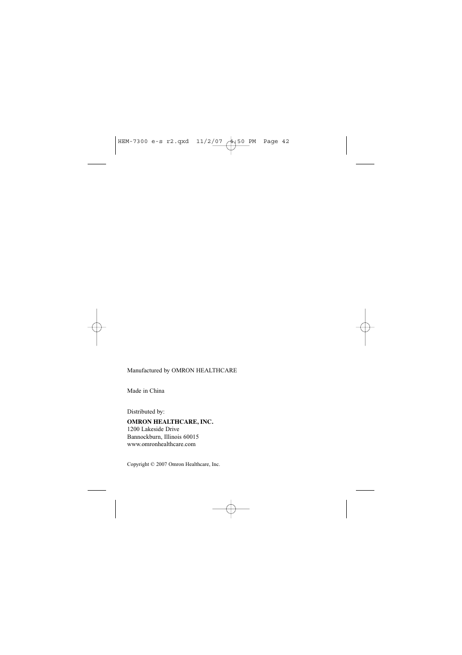 Omron Healthcare ELITE 7300W User Manual | Page 42 / 42