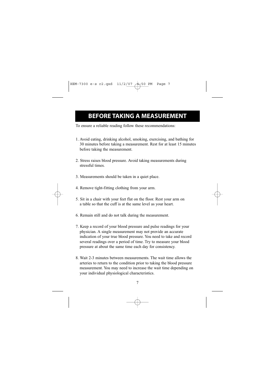 Before taking a measurement | Omron Healthcare ELITE 7300W User Manual | Page 7 / 42