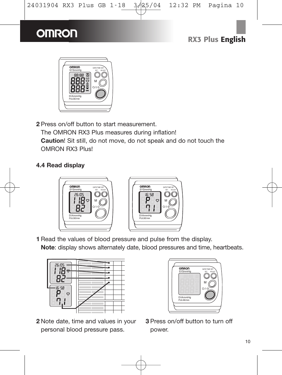 Rx3 plus english | Omron Healthcare RX3 User Manual | Page 11 / 19