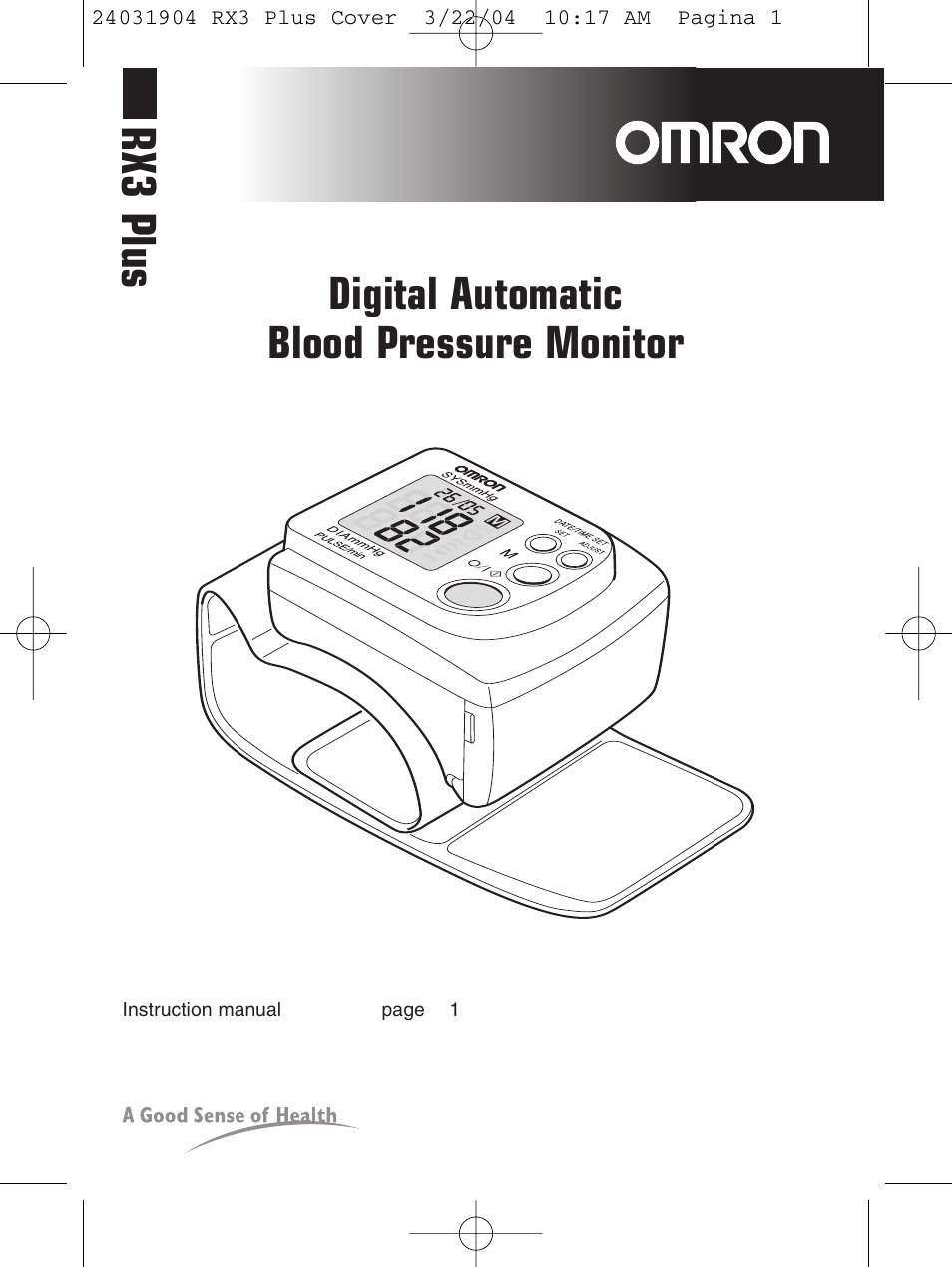 Rx3 plus, Digital automatic blood pressure monitor | Omron Healthcare RX3 User Manual | Page 2 / 19